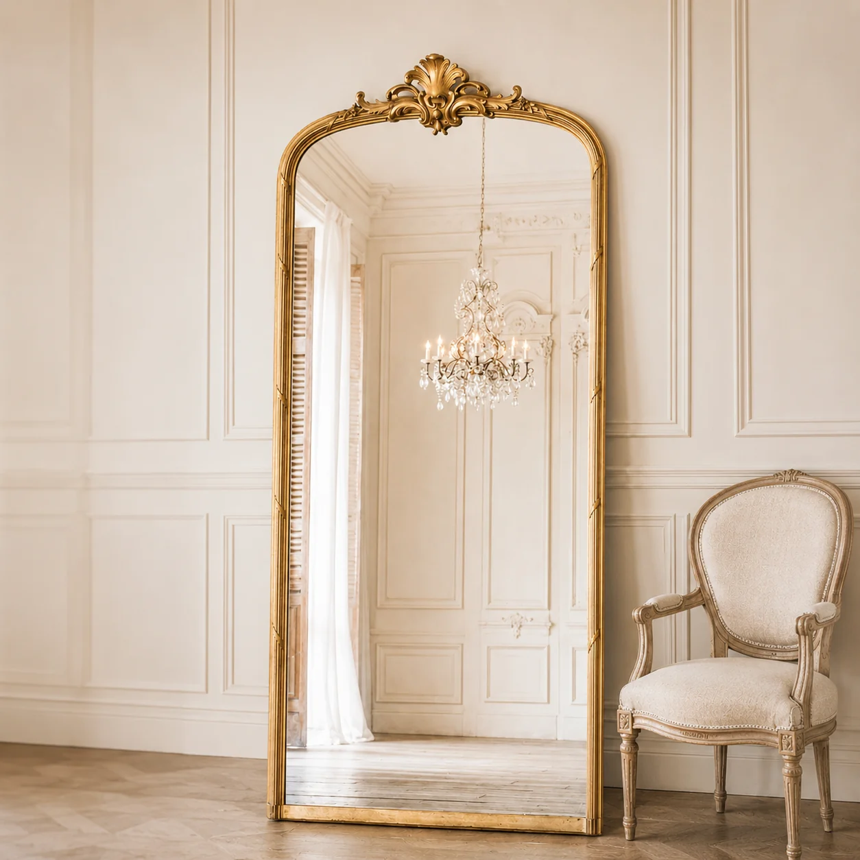 MN1004 - Classic Crest Floor Mirror