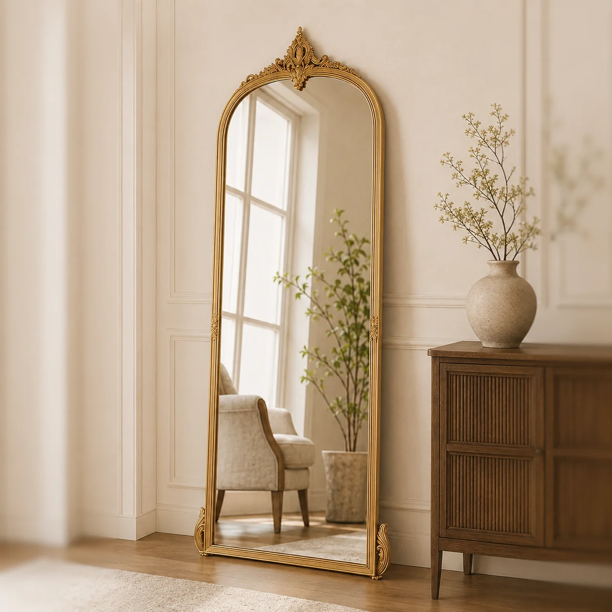 MN1005 - Ornate Arch Floor Mirror