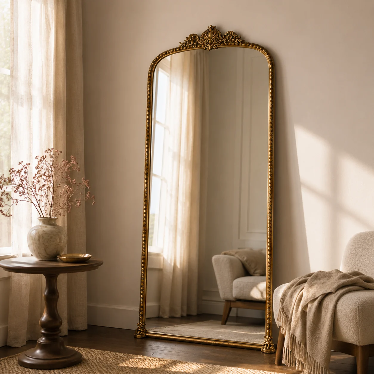 MN1023 - Classic Beaded Floor Mirror