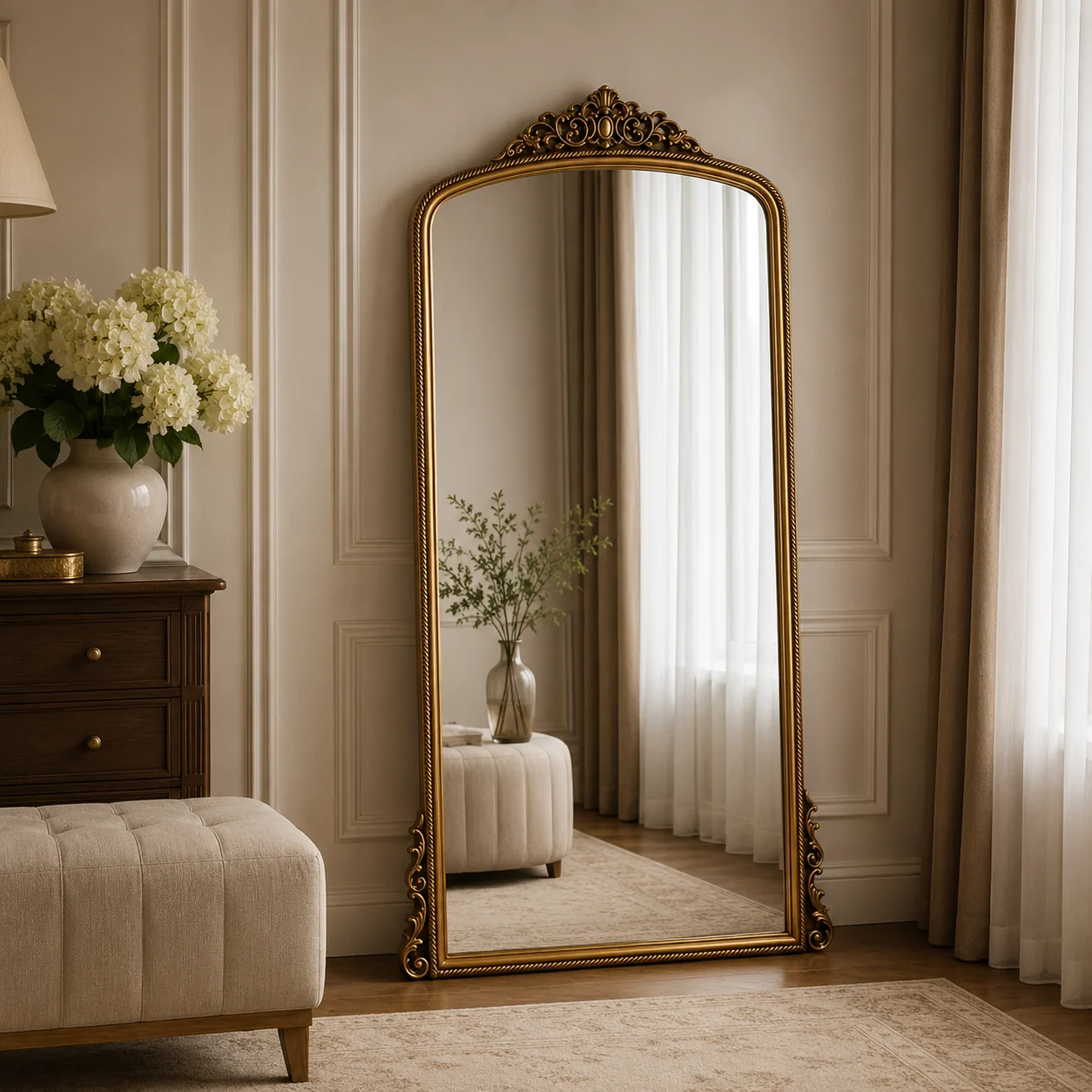 MN1025 - Ornate Rope Floor Mirror