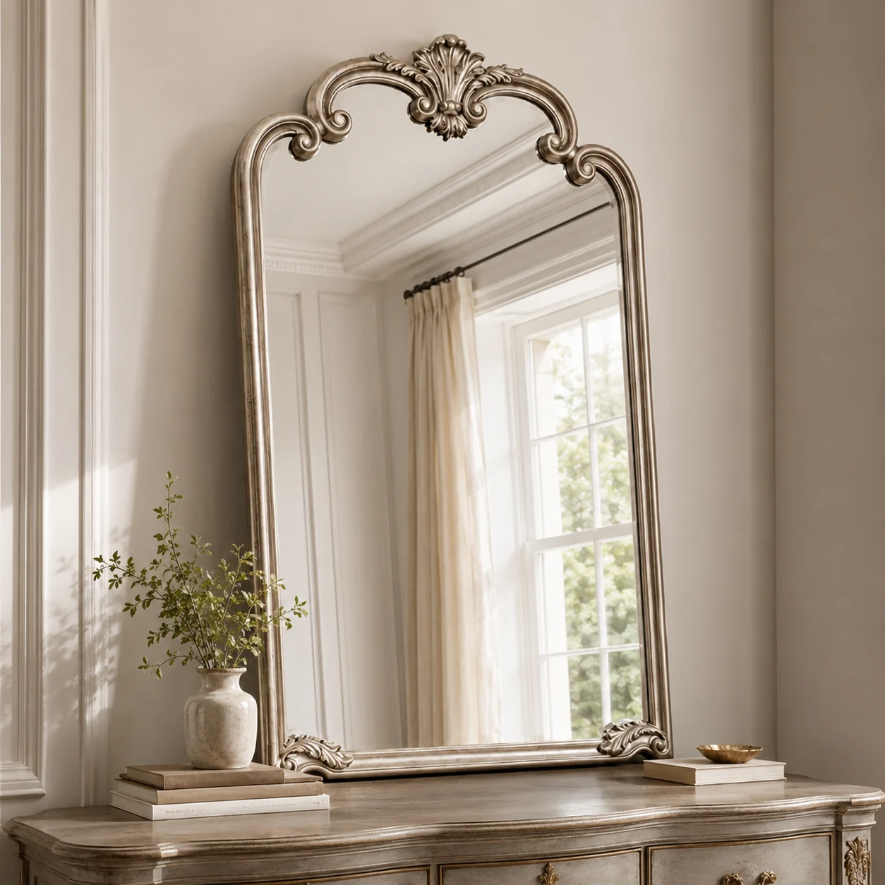 MN1029 - Vintage Silver Floor Mirror