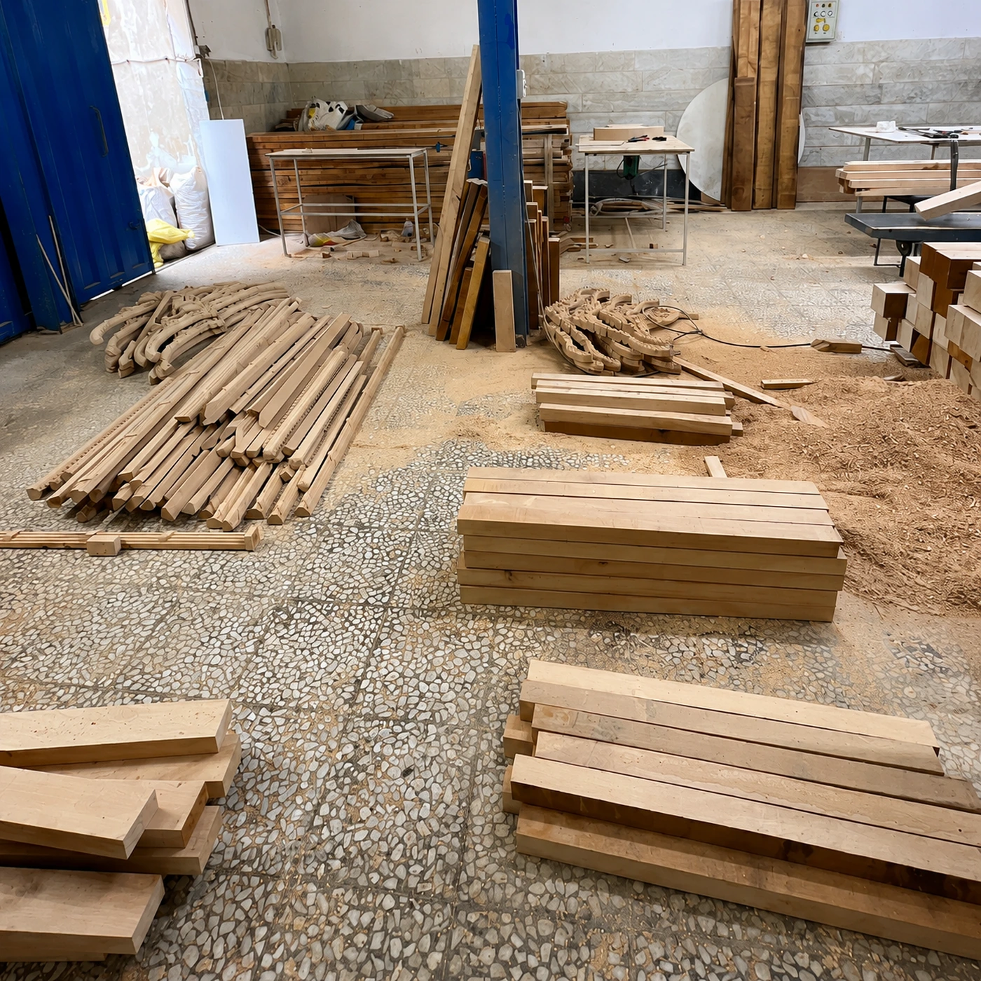 Prepared wooden parts and material preparation