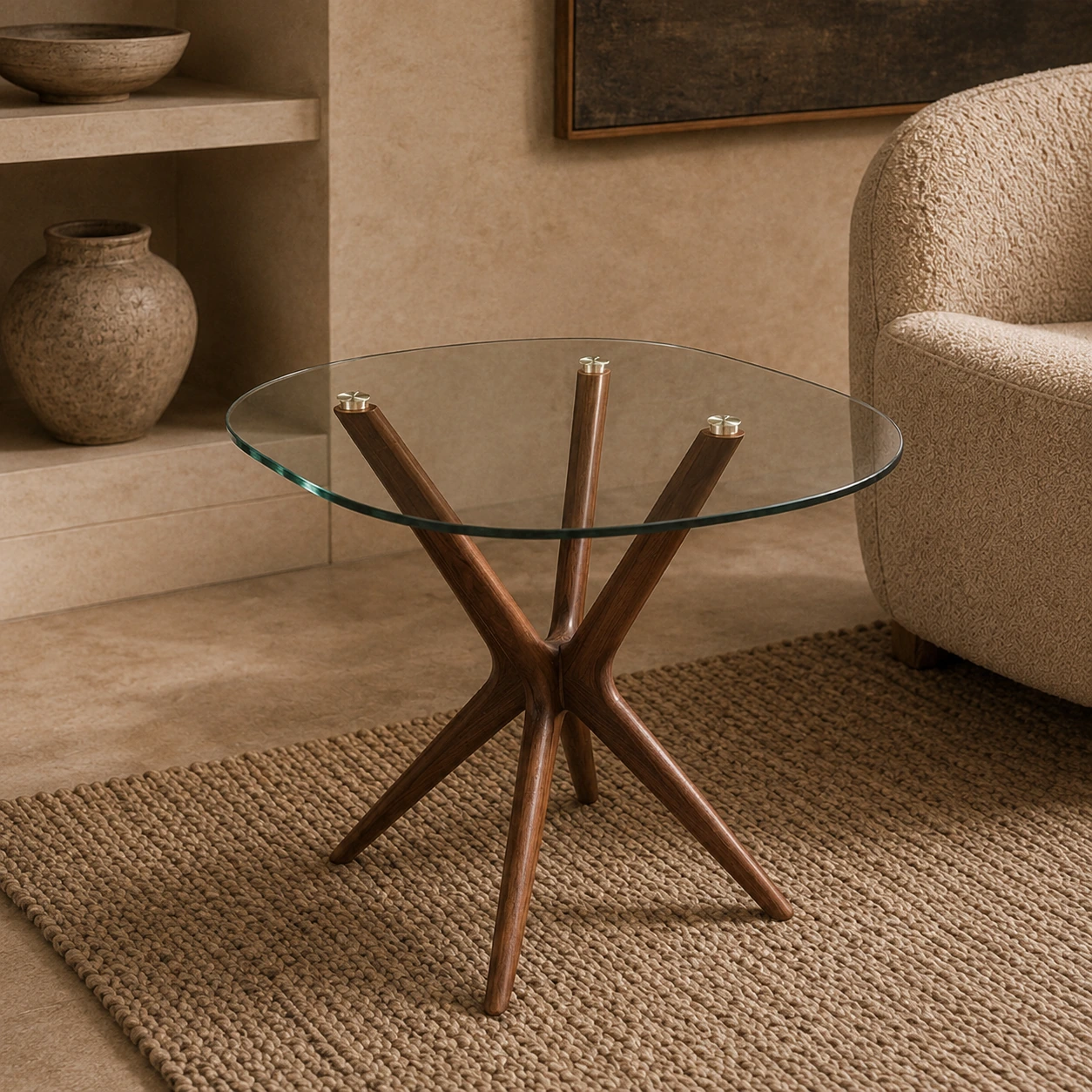 TL1007 - Bronze Stem Round Side Table