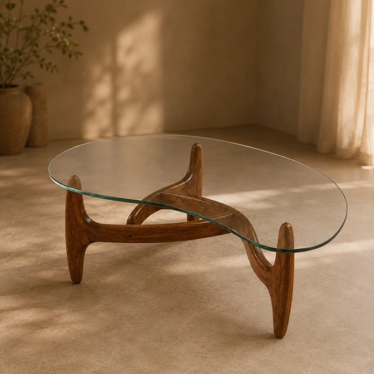 TL1014 - Organic Wave Glass Coffee Table